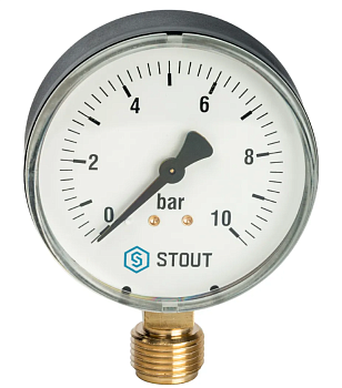 Манометр радиальный 80мм 0-10бар 1/2 STOUT